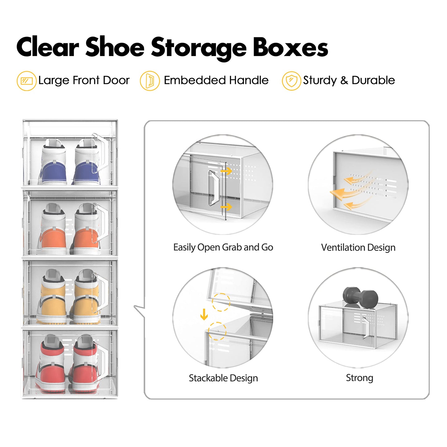 SEE SPRING XX-Large 12 Pack Shoe Storage Box Plastic Stackable